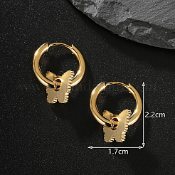Elegantes pendientes de aro de acero inoxidable con diseño de mariposa 201&nbsp;OL2798