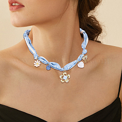 Collar con borlas y bufandas de aleación de flores&nbsp;NJEW-SP0001-16C