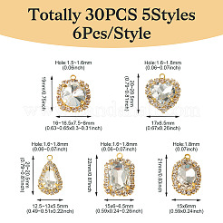 30pcs 5 Arten Kristallglas-Strass-Anhänger&nbsp;RB-TA0001-09