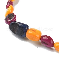 Pulsera elástica con cuentas de pepita de concha natural teñida para mujer&nbsp;BJEW-JB09383-01