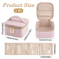 Boîtes de rangement à bijoux portables en cuir PU avec fermeture éclair et poignée&nbsp;CON-WH20005-28B
