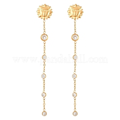 Pendientes de borla de circonita cúbica transparente de acero inoxidable 304&nbsp;EJEW-K328-01G