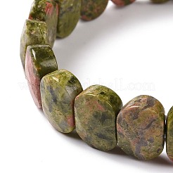 Bracelet extensible perlé ovale en unakite naturel&nbsp;G-E010-01J