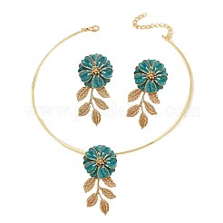 Ensembles de collier ras du cou et de boucles d'oreilles à tige en émail de fer pour femmes&nbsp;FS-WG539B6-01