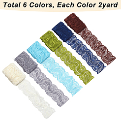 12 yard de bordure en dentelle élastique en polyester 6 couleurs&nbsp;SRIB-GF0001-20A