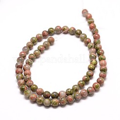 Unakite fili di perle rotonde naturali&nbsp;G-P072-30-10mm