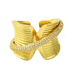 Anneau de manchette ouvert en laiton micro pavé de zircone cubique&nbsp;RJEW-K256-14G