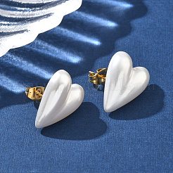 Orecchini a bottone in plastica e acciaio inossidabile 304 con perle finte&nbsp;EJEW-R030-01G-04