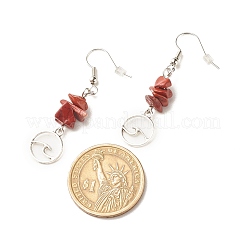 Orecchini pendenti con perline di diaspro rosso naturale&nbsp;EJEW-JE04890-06
