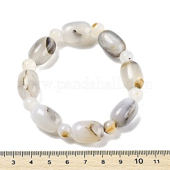 Braccialetti elastici con perline di agata dendritica naturale&nbsp;G-P570-01D