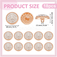 18 bottone con gambo in lega di zinco a 1 fori con strass&nbsp;BUTT-WR0001-36KCG