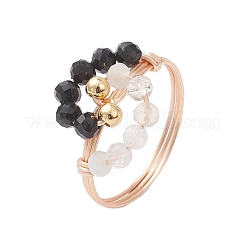 3 stücke 3 arten natürliche edelstein finger ringe&nbsp;RJEW-TA00228