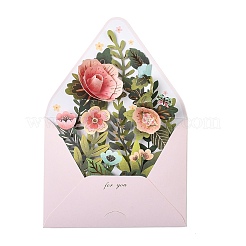 Biglietti di auguri pop-up 3D con fiori in carta&nbsp;AJEW-L102-01A