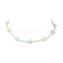 Collane di fiori con perline di semi in acrilico e vetro per donne&nbsp;NJEW-JN05291-02