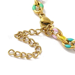 304 Edelstahl Emaille bunte ovale Kreuzkettenarmbänder für Frauen&nbsp;BJEW-B079-02G