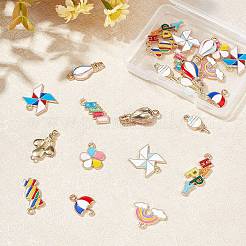 24pcs 12 pendentifs en émail en alliage de style&nbsp;ENAM-SC0002-46
