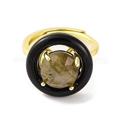 Anelli regolabili rotondi in ottone smaltato con placcatura a cremagliera&nbsp;RJEW-U004-01G-G