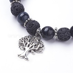 Stretch-Charm-Armbänder aus natürlichem Lavagestein (gefärbt) mit runden Perlen&nbsp;BJEW-JB03417