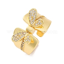 Anelli per polsini da donna in ottone con micro pavé di zirconi trasparenti&nbsp;RJEW-U043-06G