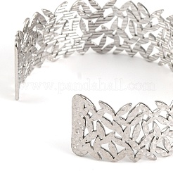 Braccialetti aperti a forma di foglia cava in acciaio inossidabile 304 anti-ossidazione per le donne&nbsp;LS-BJEW-K241-03D-P