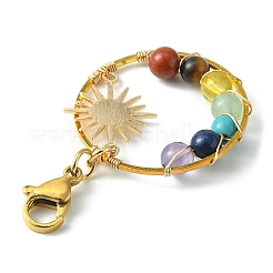 Decorazioni pendenti con pietre preziose miste chakra avvolte in filo&nbsp;HJEW-TA00053