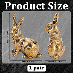 1 paio di decorazioni espositive a forma di coniglio in ottone&nbsp;DJEW-SP0001-59