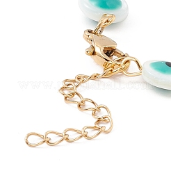 Pulsera de cadena plana redonda con eslabones de mal de ojo y esmalte&nbsp;BJEW-C015-20G-03