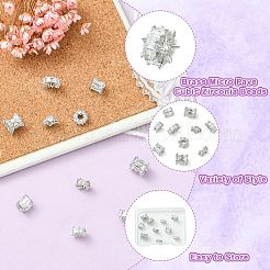 10 Stück 5 Stile Messing Micro Pave Zirkonia Perlen&nbsp;KK-CJ0004-20