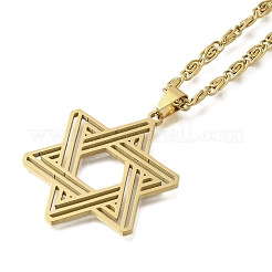 201 Edelstahl Lumachina Kette Davidstern Anhänger Halsketten&nbsp;NJEW-S003-03G