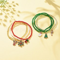 Set di braccialetti elastici con semi di vetro in stile 6 pz 6&nbsp;BJEW-JB08201