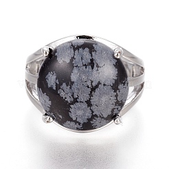 Verstellbare Fingerringe aus natürlichem Schneeflockenobsidian&nbsp;RJEW-O033-F09-1