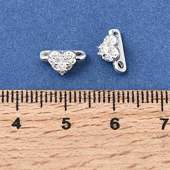 Barrette distanziatrici a forma di cuore con micro pavé di zirconi cubici trasparenti in ottone&nbsp;KK-C258-05S