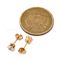 Orecchini a bottone in acciaio inossidabile 304 con micro pavé di zirconi cubici trasparenti&nbsp;EJEW-P299-01C-G
