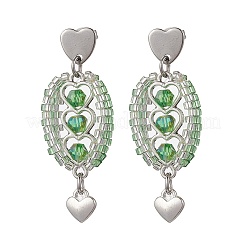 Boucles d'oreilles pendantes en acier inoxydable 304 avec perles de verre bicônes à facettes&nbsp;EJEW-WZ00437-01