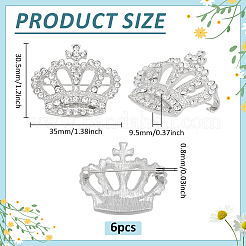 6 x Brosche mit Kristall-Strass-Krone.&nbsp;JEWB-PH0001-52