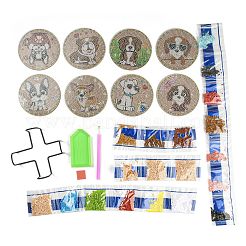 Kits de tapis de tasse en bois de peinture de diamant de thème de chien de bricolage&nbsp;DIY-H163-02