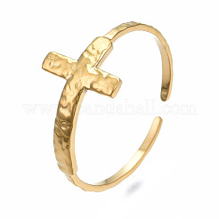 Offener Manschettenring aus 304 Edelstahl mit Kreuz&nbsp;RJEW-T023-17G