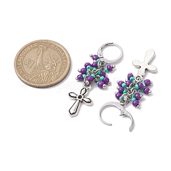 Orecchini pendenti a monachella in lega stile tibetano&nbsp;EJEW-MZ00119-03