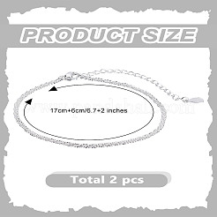 2 Stück Messing-Mikropflaster-Zirkonia-Kabelketten-Armbänder für Frauen&nbsp;BJEW-LP0011-12