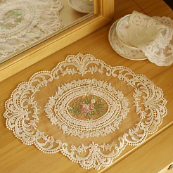 2 set de table en dentelle polyester vintage brodé&nbsp;AJEW-CN0005-09A-01
