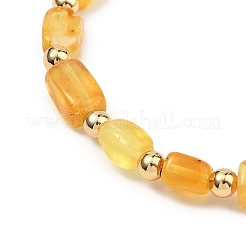 Braccialetti elastici con perline cubiche di ambra naturale per donne e uomini&nbsp;BJEW-JB13639-01