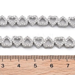 Ciondolo connettore multi cuore in ottone micro pavé di zirconi cubici trasparenti&nbsp;KK-B125-05P