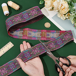Nastri jacquard a fiori in poliestere stile etnico da 7 m&nbsp;OCOR-WH0091-72A-02