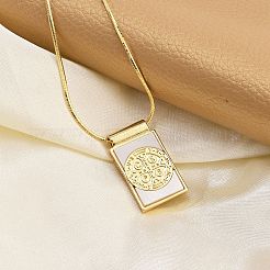 Colliers pendentifs croix en laiton pavé de coquillages rectangulaires médaille Saint Benoît pour femmes&nbsp;NJEW-Z053-01G-02