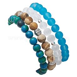 Bracelets en perles synthétiques de chrysocolle&nbsp;BJEW-JB10987