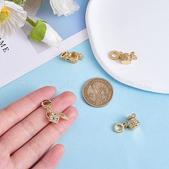 5 pz placcatura in ottone micro pavé di ciondoli europei con zirconi cubici trasparenti&nbsp;KK-SZ0002-37