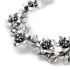Bracelet chaîne à maillons en alliage de fleurs vintage pour femmes&nbsp;BJEW-A140-02AS