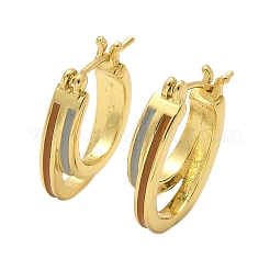 Orecchini a cerchio ovali in ottone smaltato a due strati&nbsp;EJEW-S252-03C-G