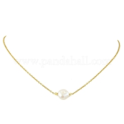 Anhänger aus natürlicher barocker Keshi-Perle an einer Kabelkette aus Edelstahl 304 für Damen&nbsp;NJEW-JN06225-02
