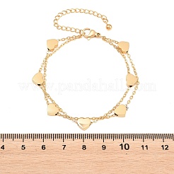 Doppellagige Herzgliederarmbänder aus Edelstahl 304&nbsp;BJEW-D460-07G